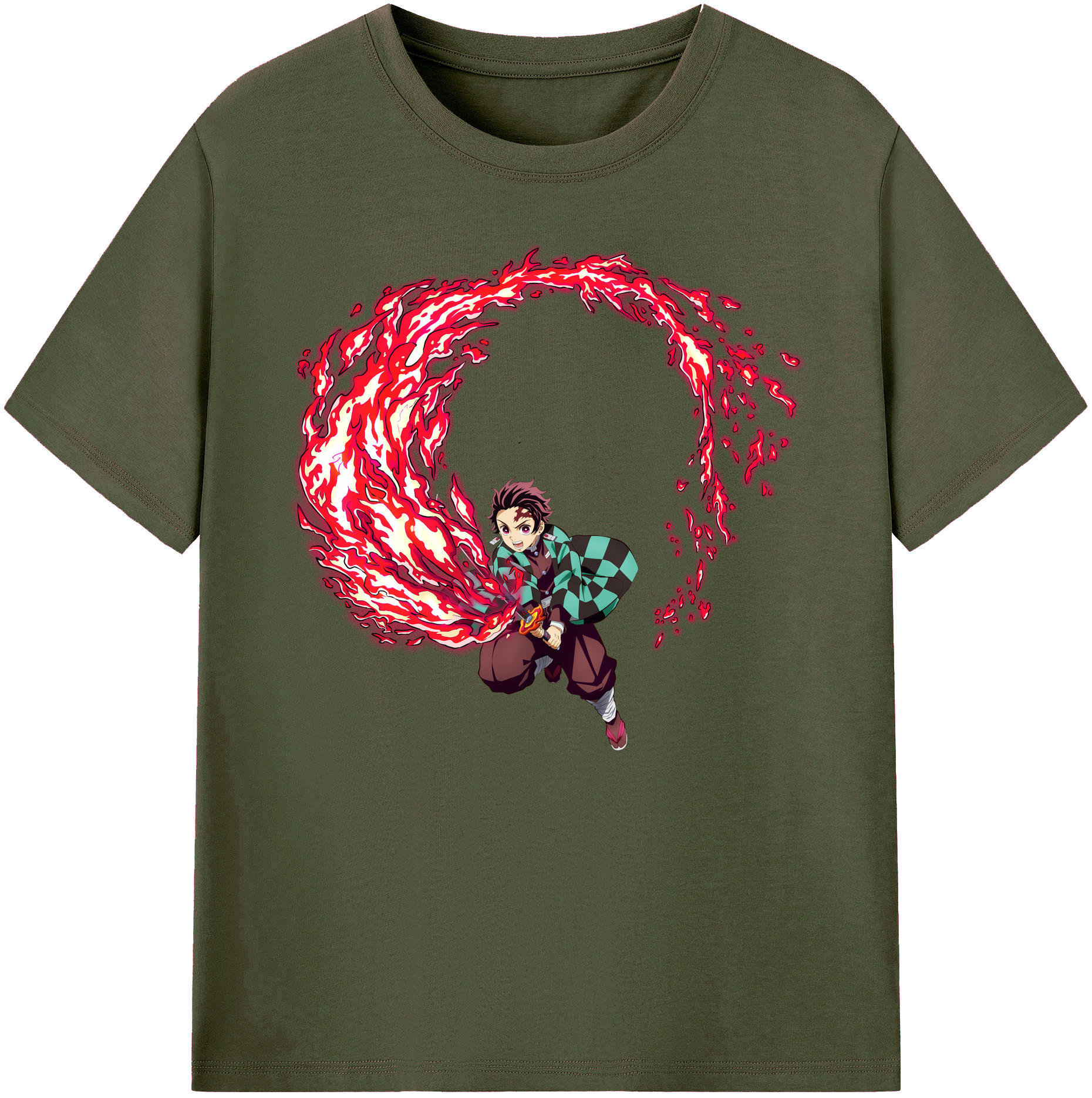 （画像用） 鬼滅の刃 竈門 炭治郎／かまど たんじろう Kamado Tanjirou 綿100％ メンズ半袖Tシャツ｜肌触りやわらか＆通気性